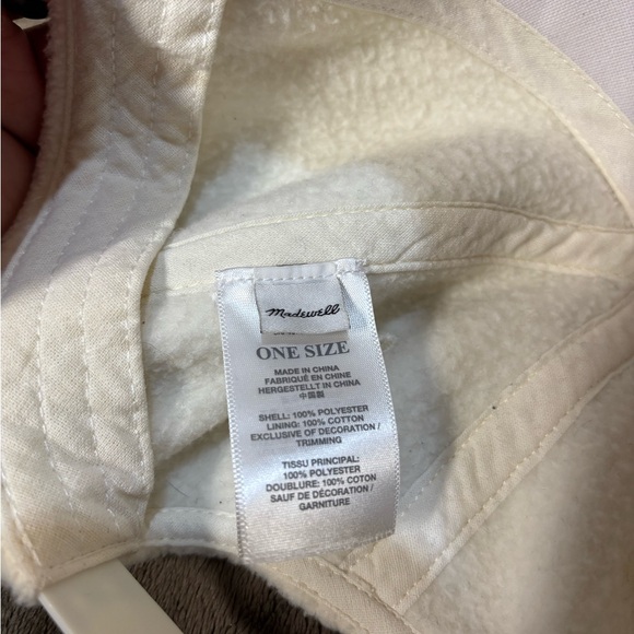 Madewell MWL Baseball Cap Unisex One Size Fleece Ivory Adjustable Make Weekends - Picture 6 of 6